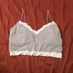 Gray with white lace cropped cami